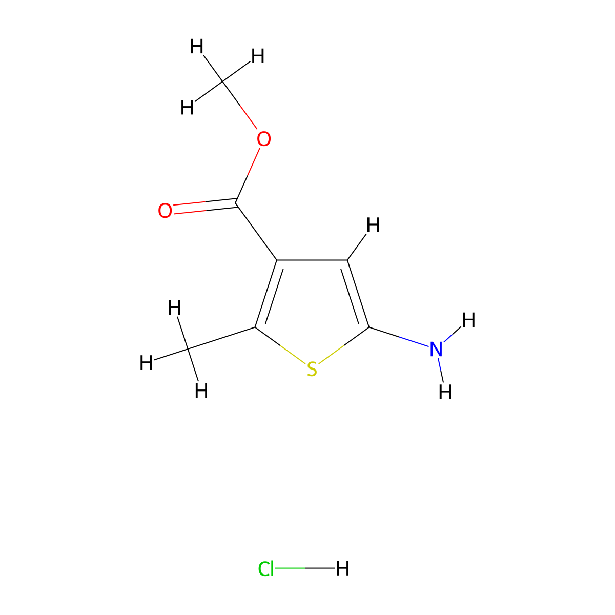 Methyl 5-amino-2-methylthiophene-3-carboxylate hydrochloride molecular structure, CAS 1239769-40-4