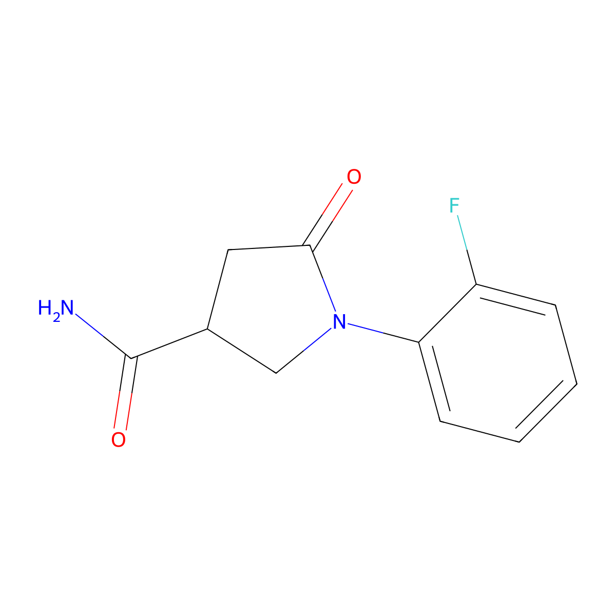 1-(2-Fluorophenyl)-5-oxopyrrolidine-3-carboxamide molecular structure, CAS 1239772-60-1