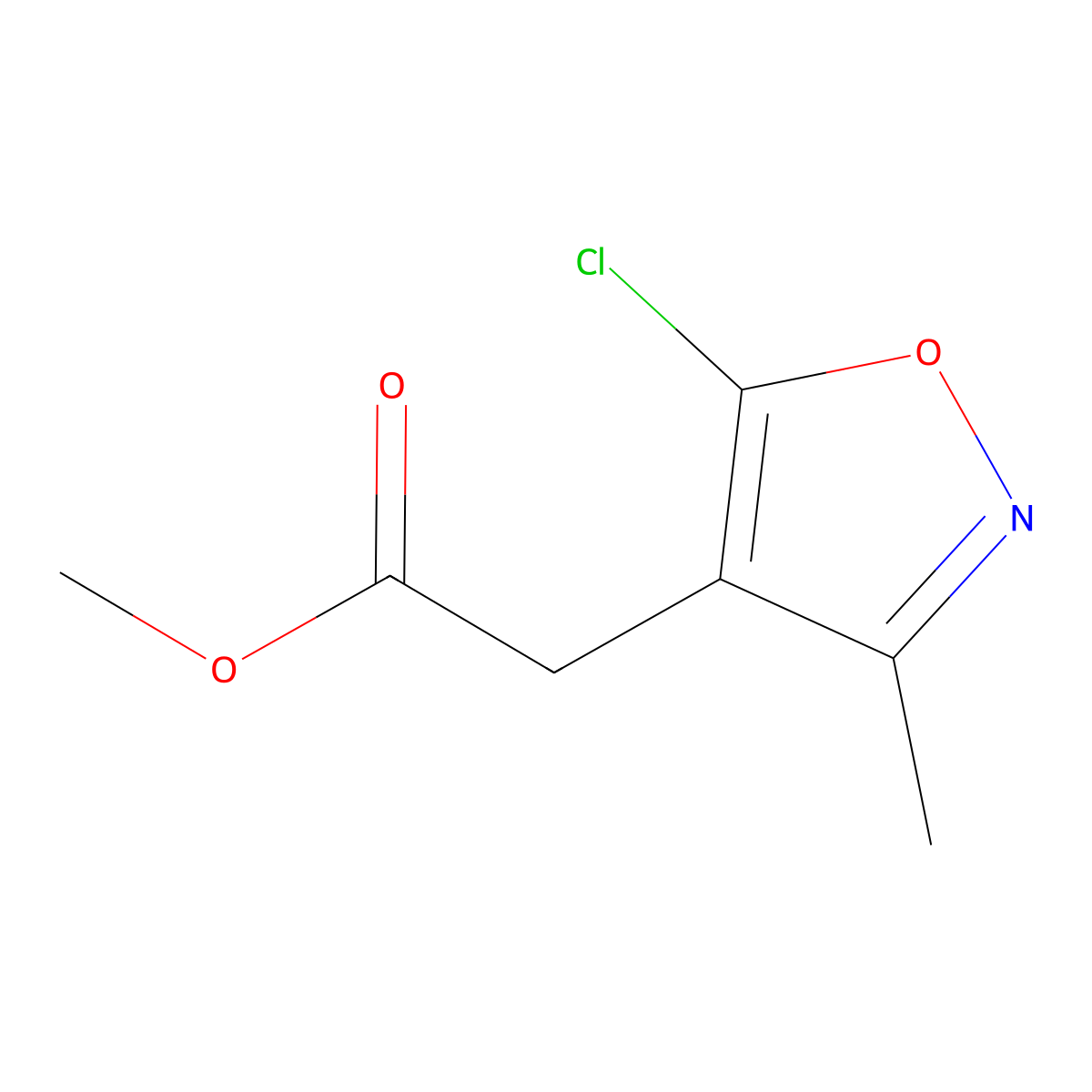 Methyl 2-(5-chloro-3-methyl-1,2-oxazol-4-yl)acetate molecular structure, CAS 1239772-79-2