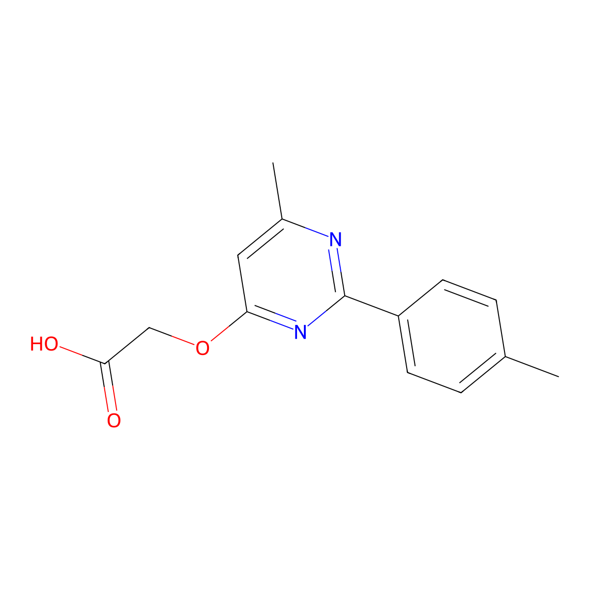 {[6-Methyl-2-(4-methylphenyl)pyrimidin-4-yl]oxy}acetic acid molecular structure, CAS 1239776-00-1