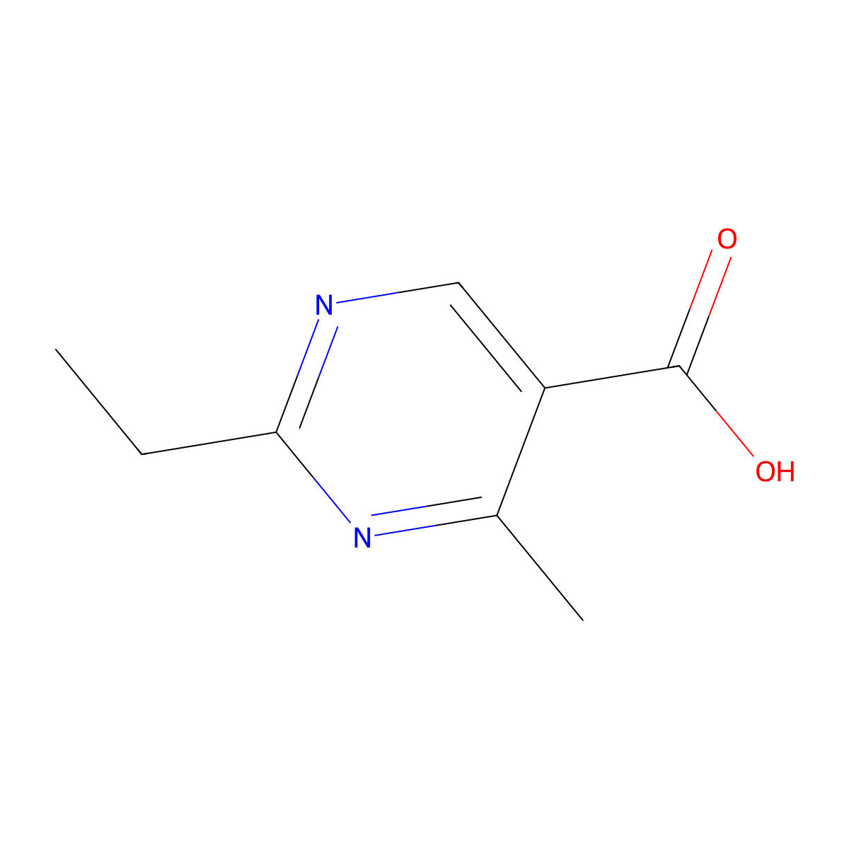 2-Ethyl-4-methylpyrimidine-5-carboxylic acid molecular structure, CAS 1239782-97-8