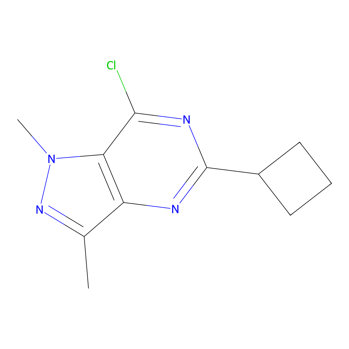 7-Chloro-5-cyclobutyl-1,3-dimethyl-1H-pyrazolo[4,3-d]pyrimidine molecular structure, CAS 1239783-12-0