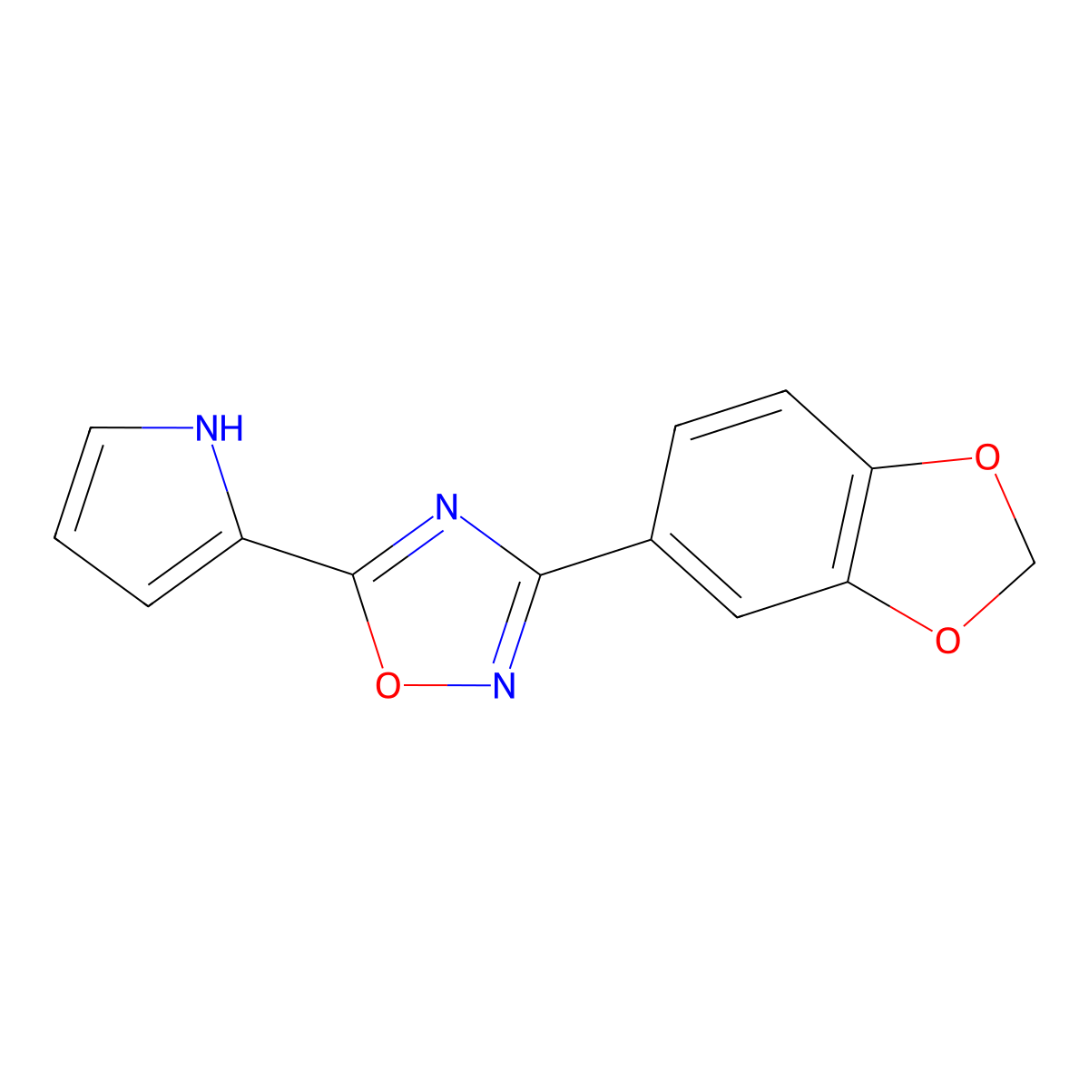 3-(1,3-benzodioxol-5-yl)-5-(1H-pyrrol-2-yl)-1,2,4-oxadiazole molecular structure, CAS 1239784-07-6
