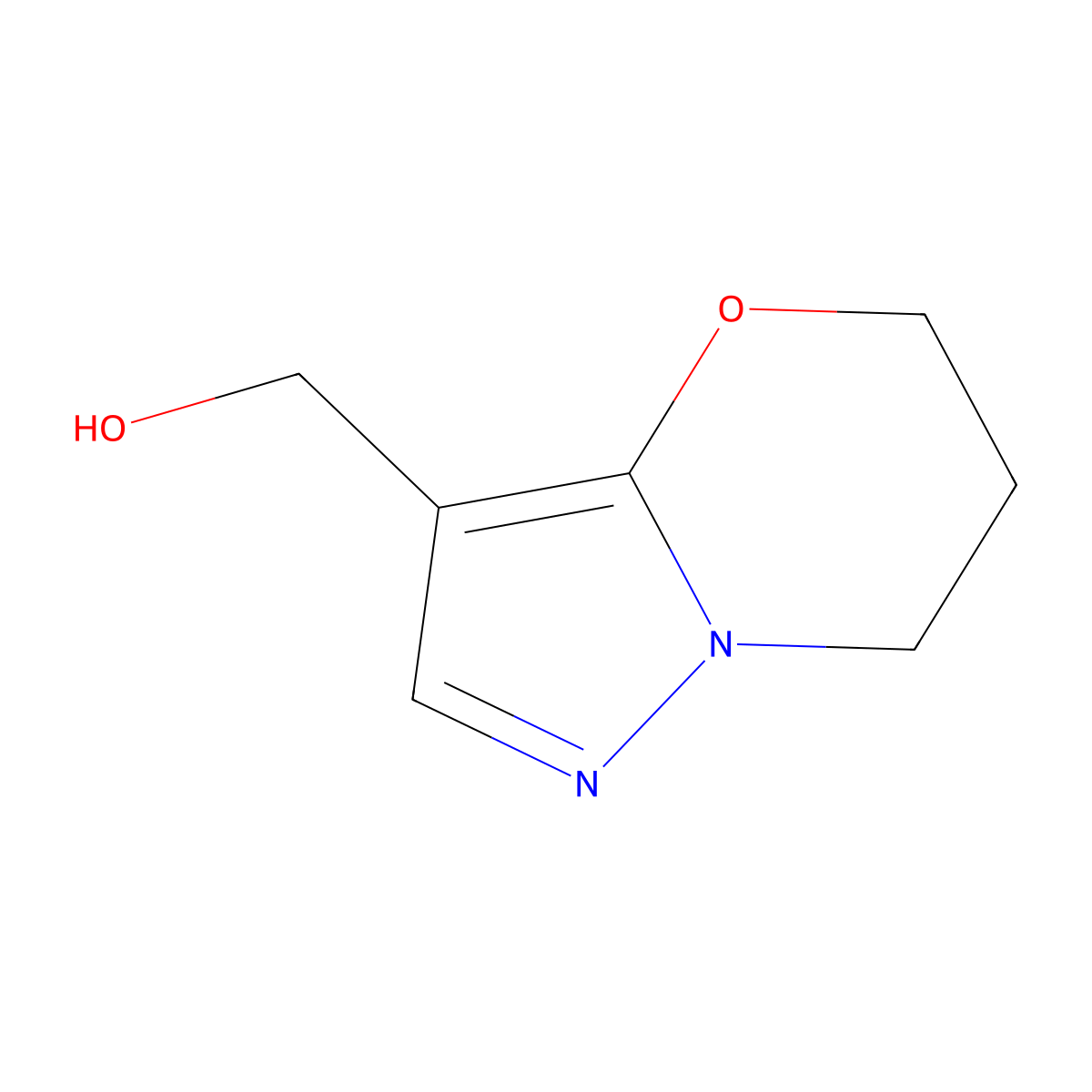6,7-dihydro-5H-pyrazolo[5,1-b][1,3]oxazin-3-ylmethanol molecular structure, CAS 1239784-22-5