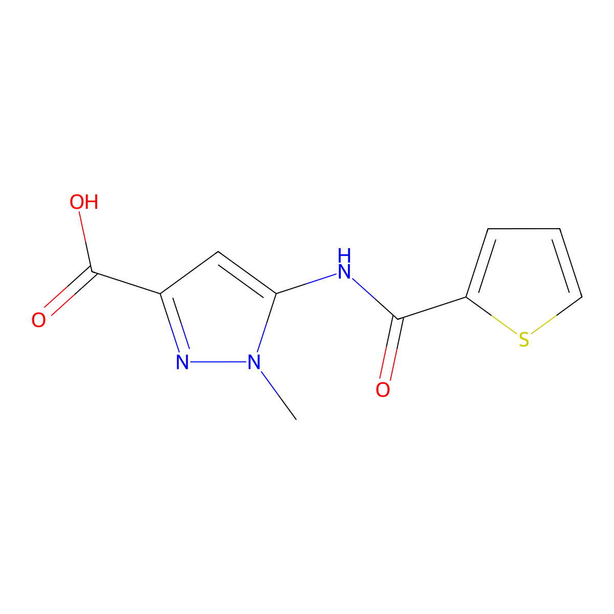 1-Methyl-5-(thiophene-2-carboxamido)-1H-pyrazole-3-carboxylic acid molecular structure, CAS 1239784-32-7