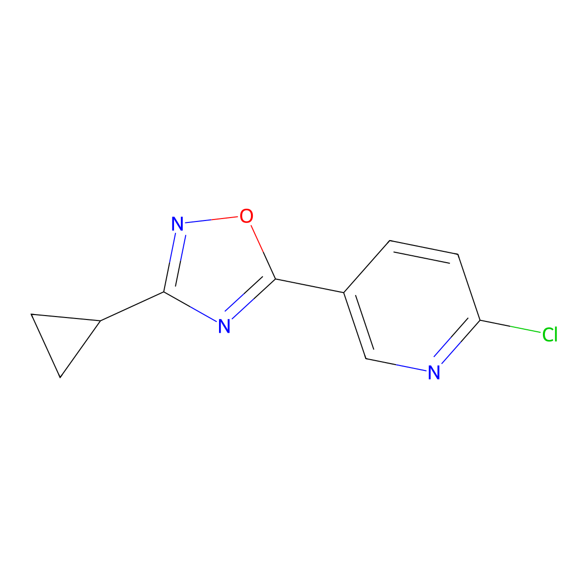 2-Chloro-5-(3-cyclopropyl-1,2,4-oxadiazol-5-yl)pyridine molecular structure, CAS 1239787-51-9