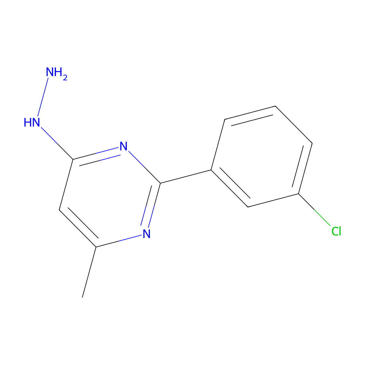 2-(3-Chlorophenyl)-4-hydrazinyl-6-methylpyrimidine molecular structure, CAS 1239787-57-5