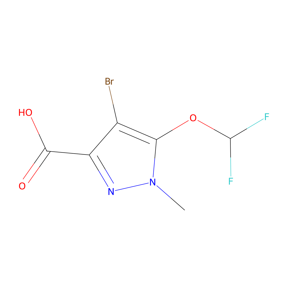4-Bromo-5-(difluoromethoxy)-1-methyl-1H-pyrazole-3-carboxylic acid molecular structure, CAS 1239788-48-7
