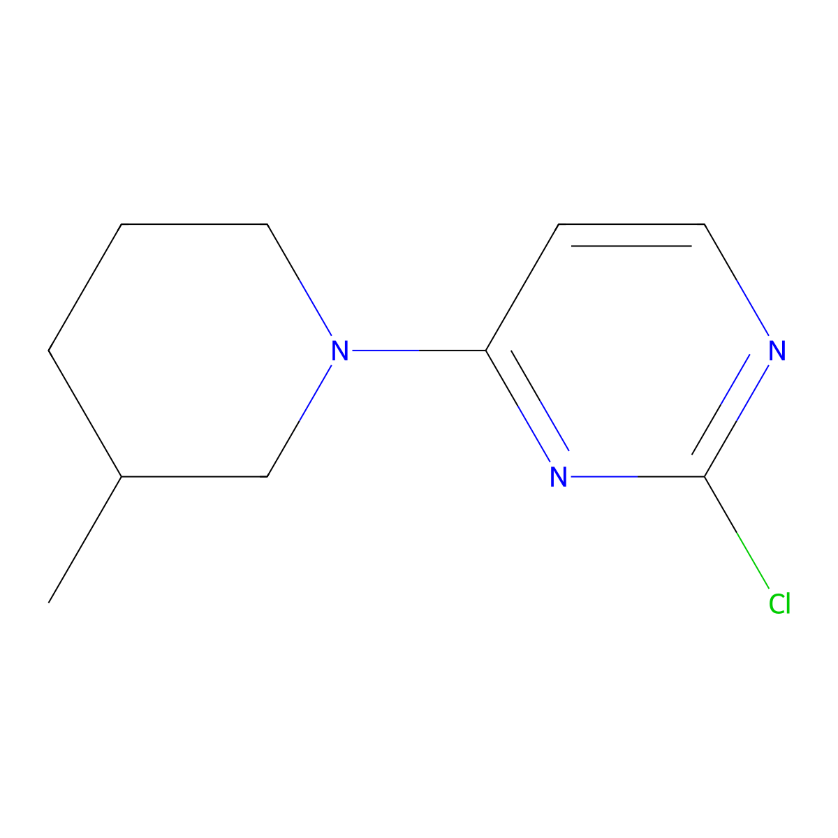 2-Chloro-4-(3-methylpiperidin-1-yl)pyrimidine molecular structure, CAS 1239789-01-5