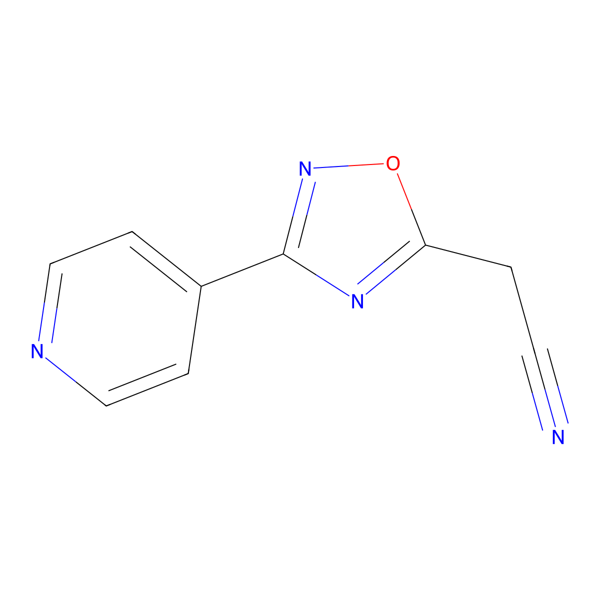 (3-Pyridin-4-yl-1,2,4-oxadiazol-5-yl)acetonitrile molecular structure, CAS 1239789-20-8