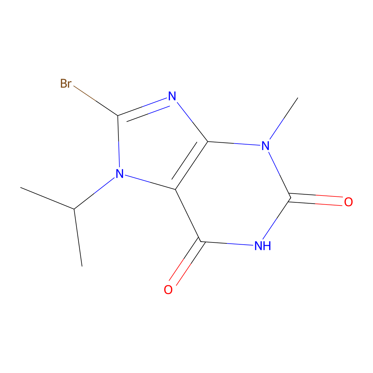 8-Bromo-3-methyl-7-propan-2-ylpurine-2,6-dione molecular structure, CAS 123980-53-0