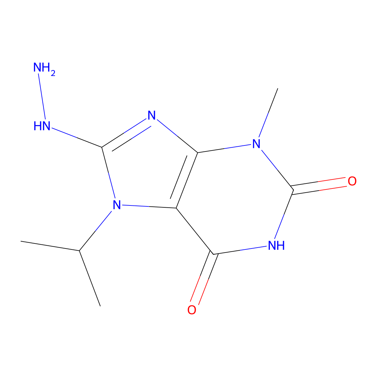 8-hydrazinyl-7-isopropyl-3-methyl-1H-purine-2,6(3H,7H)-dione molecular structure, CAS 123980-58-5