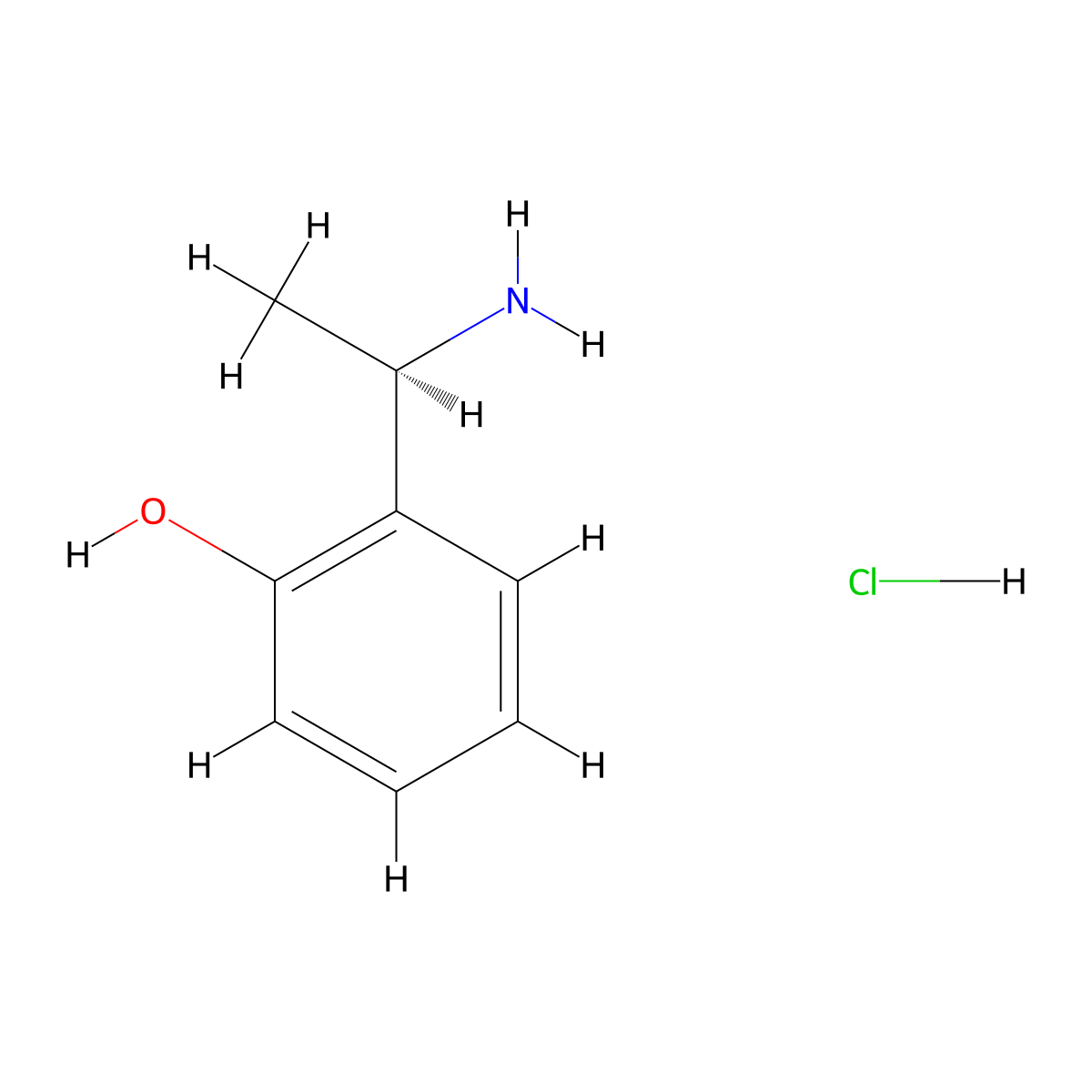 2-((1R)-1-aminoethyl)phenol hydrochloride molecular structure, CAS 123982-75-2