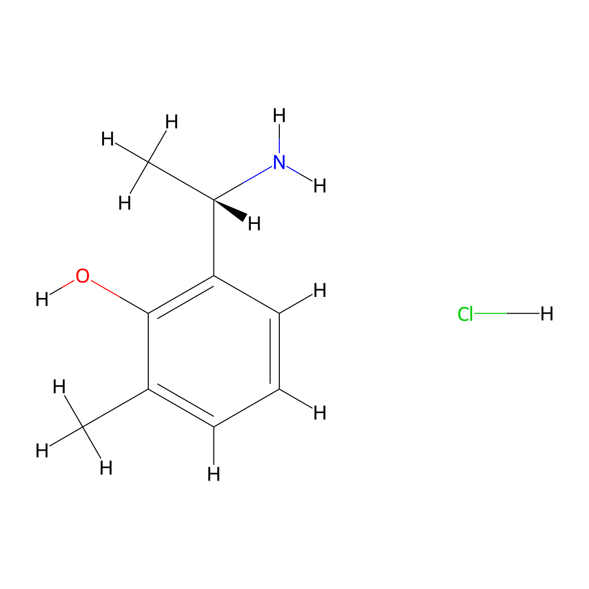 (S)-2-(1-Aminoethyl)-6-methylphenol hydrochloride molecular structure, CAS 123982-78-5
