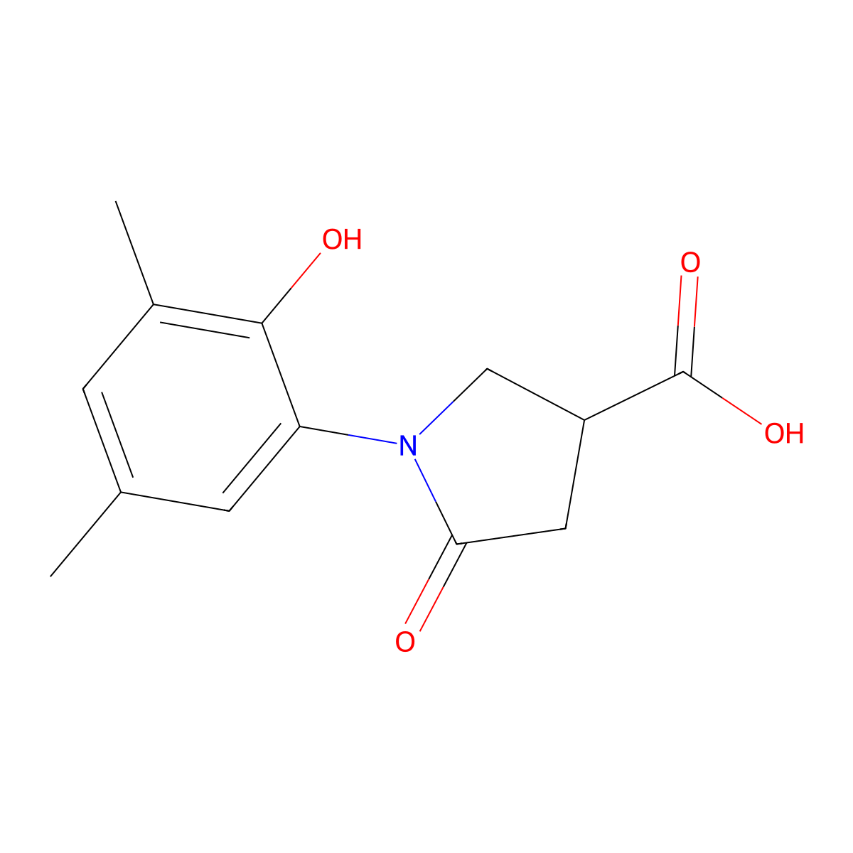 1-(2-Hydroxy-3,5-dimethylphenyl)-5-oxo-3-pyrrolidinecarboxylic acid molecular structure, CAS 1239838-18-6