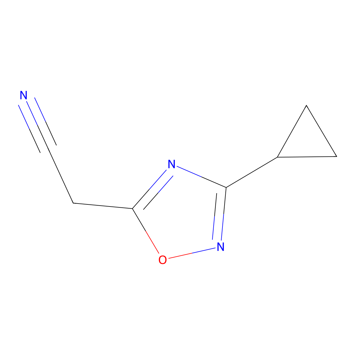 2-(3-Cyclopropyl-1,2,4-oxadiazol-5-yl)acetonitrile molecular structure, CAS 1239842-30-8