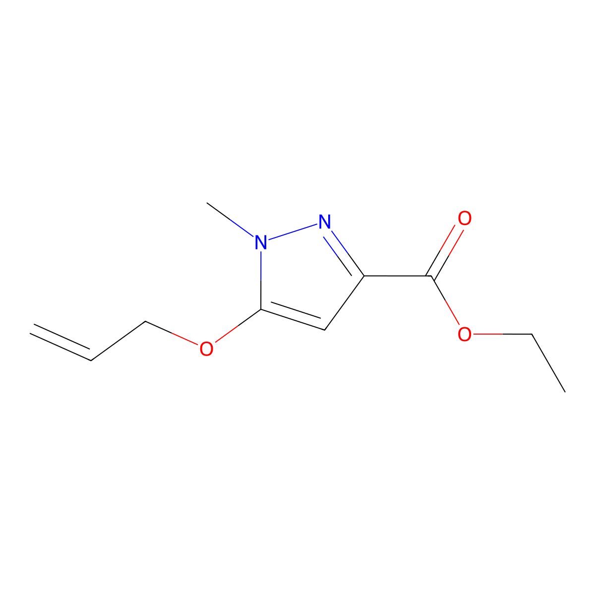 Ethyl 5-(allyloxy)-1-methyl-1H-pyrazole-3-carboxylate molecular structure, CAS 1239844-58-6