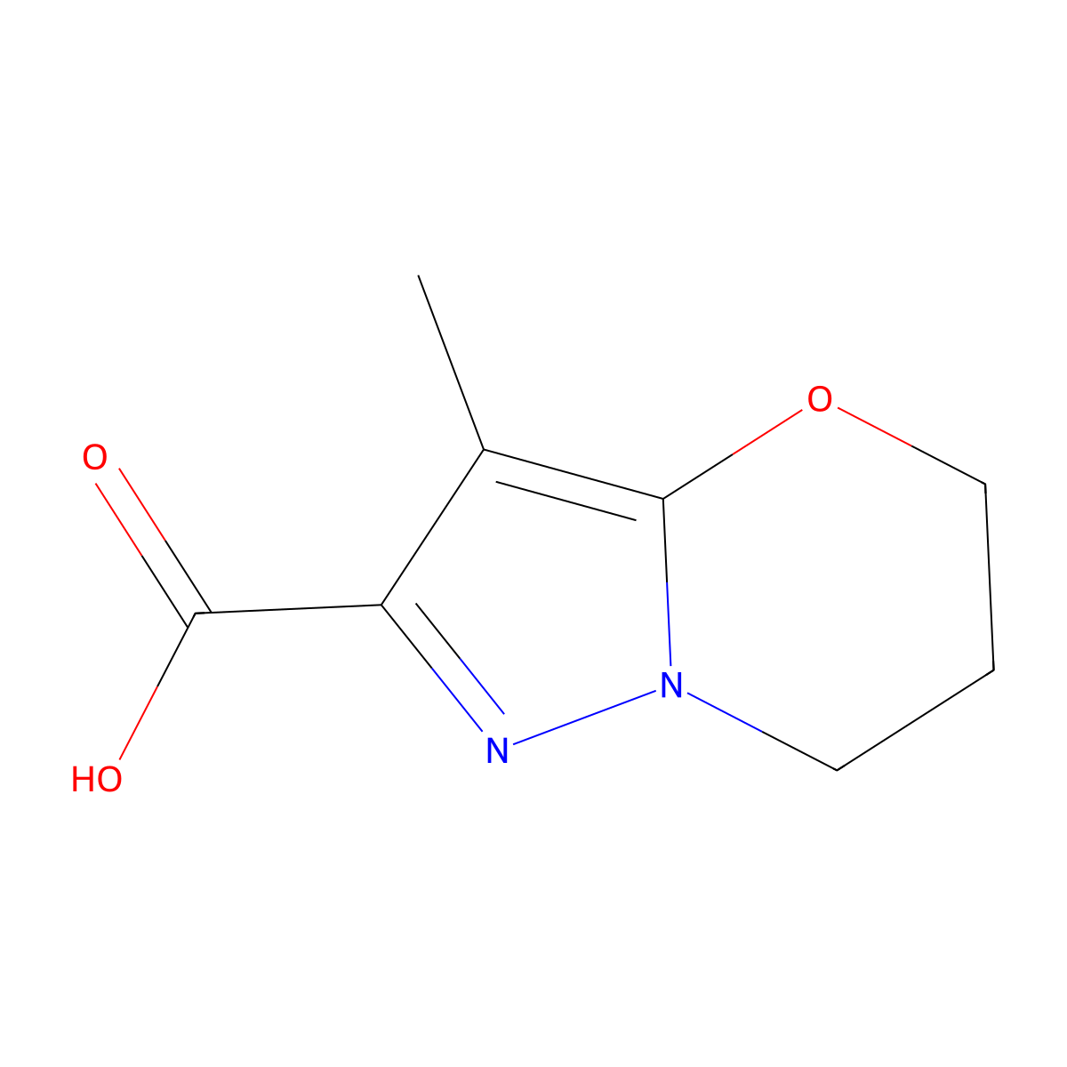 3-methyl-5H,6H,7H-pyrazolo[3,2-b][1,3]oxazine-2-carboxylic acid molecular structure, CAS 1239844-59-7