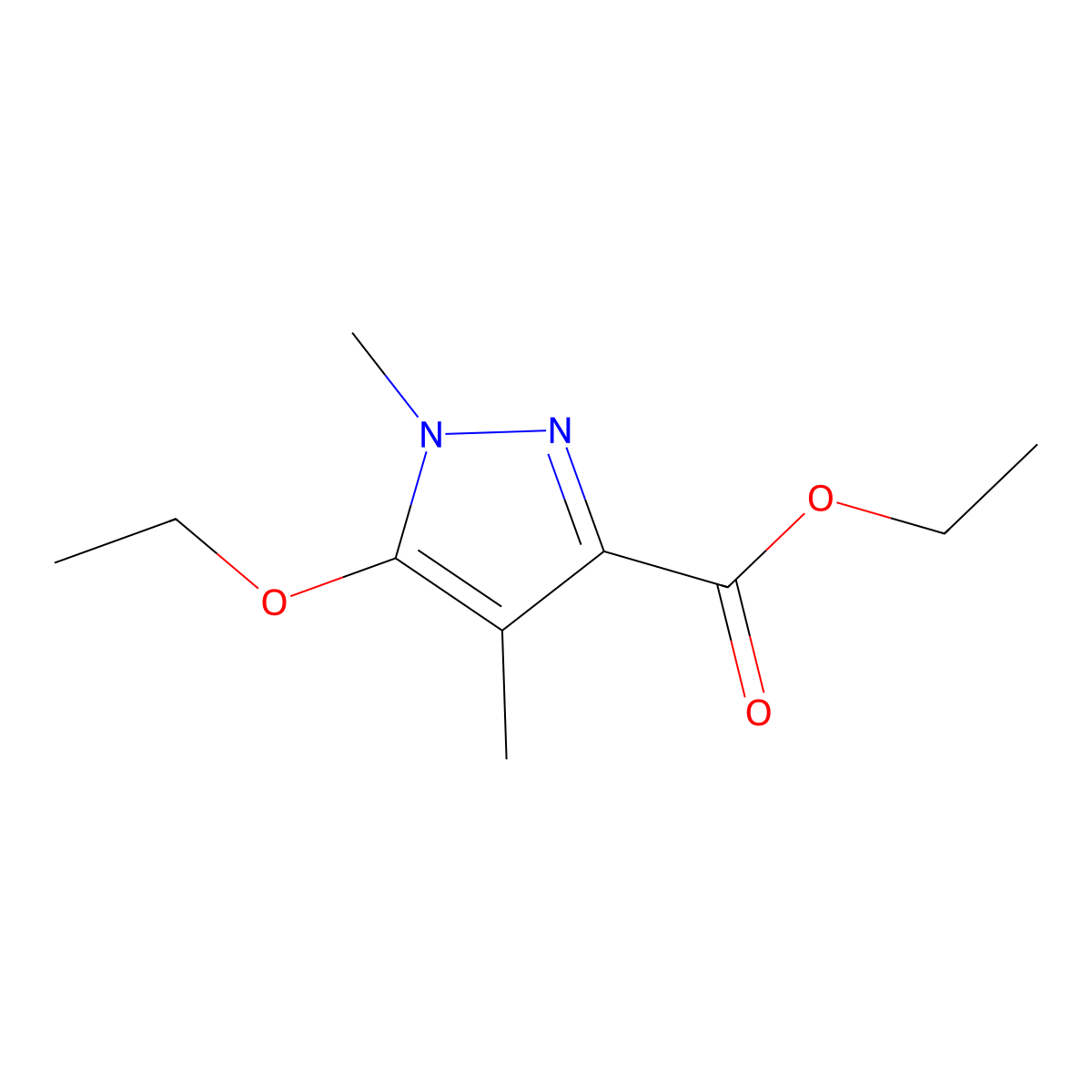 Ethyl 5-ethoxy-1,4-dimethyl-1H-pyrazole-3-carboxylate molecular structure, CAS 1239844-62-2