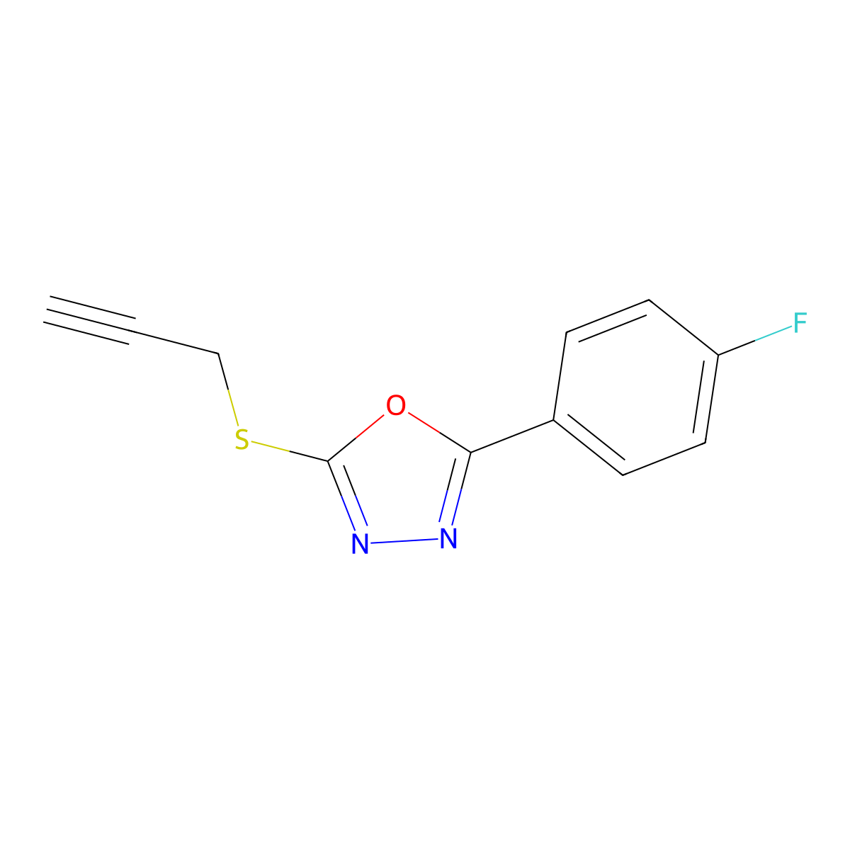 5-(4-Fluorophenyl)-2-prop-2-ynylthio-1,3,4-oxadiazole molecular structure, CAS 1239845-41-0