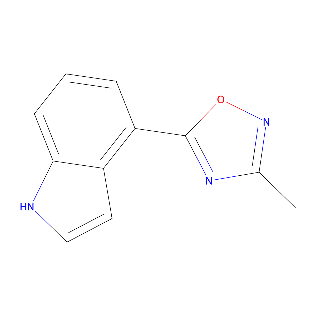 4-(3-Methyl-[1,2,4]oxadiazol-5-yl)-1H-indole molecular structure, CAS 1239847-32-5