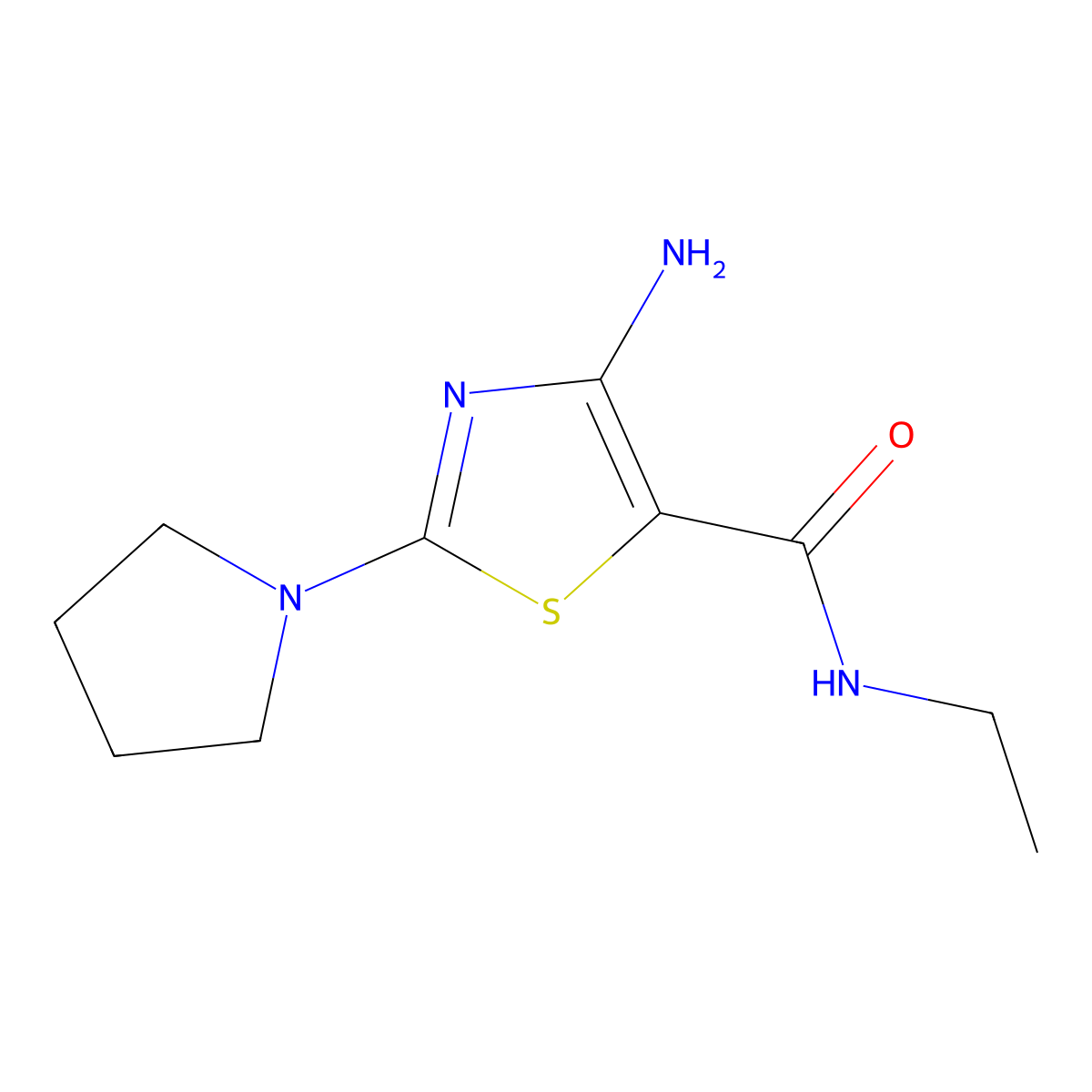 4-amino-N-ethyl-2-(pyrrolidin-1-yl)-1,3-thiazole-5-carboxamide molecular structure, CAS 1239848-70-4