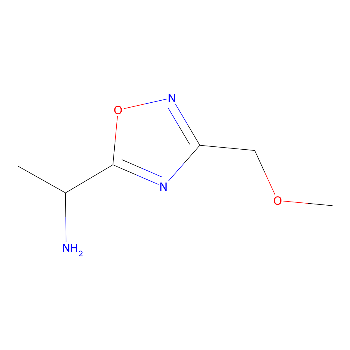 1-[3-(Methoxymethyl)-1,2,4-oxadiazol-5-yl]ethan-1-amine molecular structure, CAS 1239851-13-8