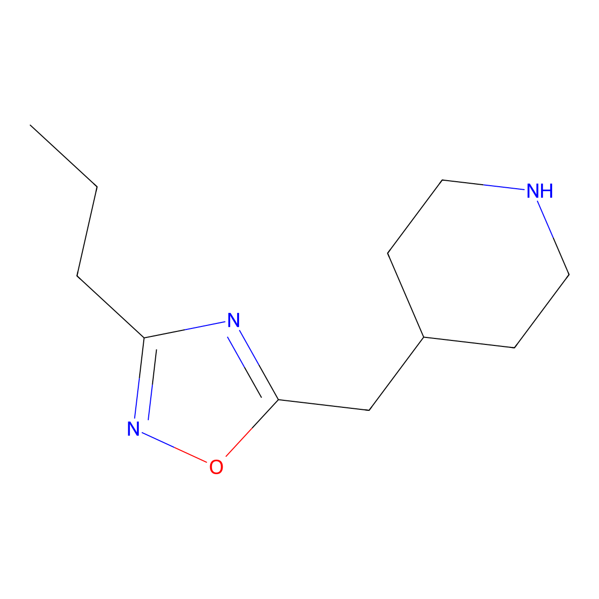 4-[(3-Propyl-1,2,4-oxadiazol-5-yl)methyl]piperidine molecular structure, CAS 1239851-16-1