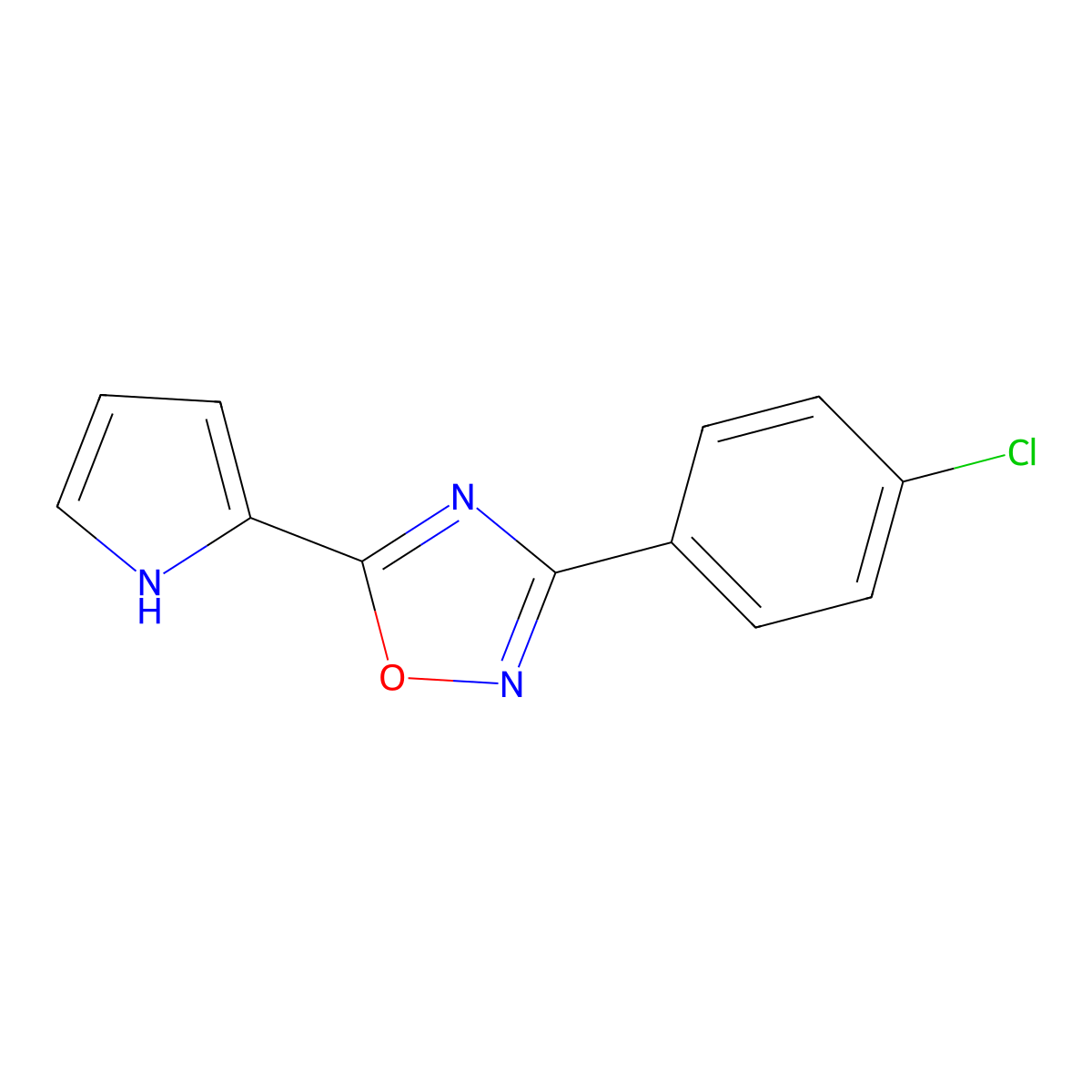 3-(4-chlorophenyl)-5-(1H-pyrrol-2-yl)-1,2,4-oxadiazole molecular structure, CAS 1239851-27-4