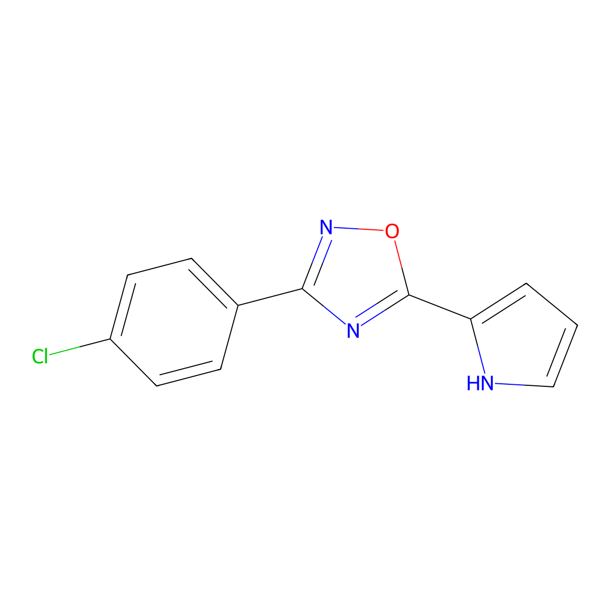 3-(4-chlorophenyl)-5-(1H-pyrrol-2-yl)-1,2,4-oxadiazole molecular structure, CAS 1239851-27-4