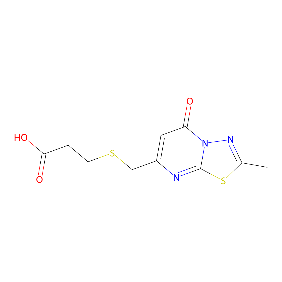 3-{[(2-Methyl-5-oxo-5H-[1,3,4]thiadiazolo[3,2-a]pyrimidin-7-yl)methyl]thio}propanoic acid molecular structure, CAS 1239851-78-5