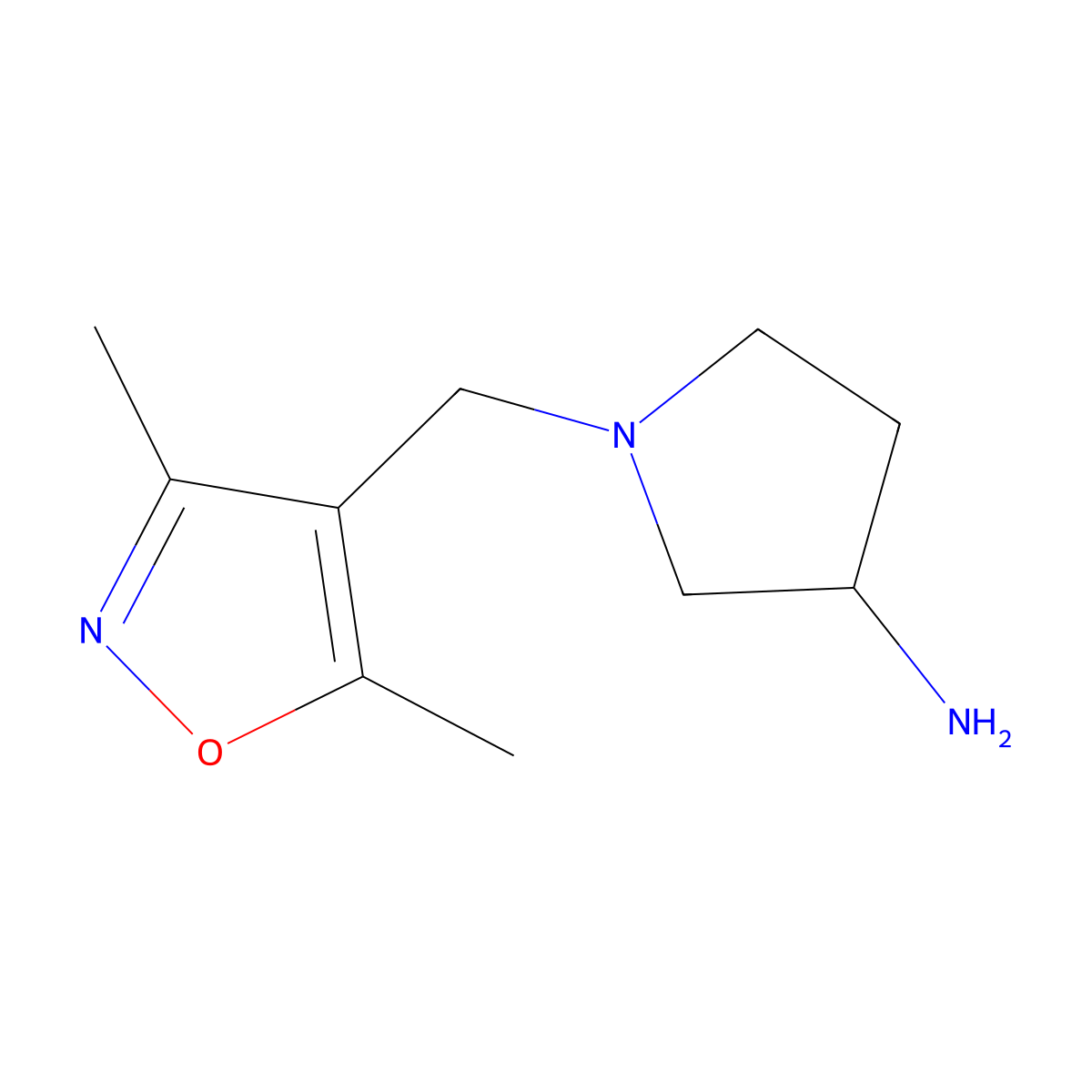 1-[(3,5-Dimethyl-1,2-oxazol-4-yl)methyl]pyrrolidin-3-amine molecular structure, CAS 1239851-83-2