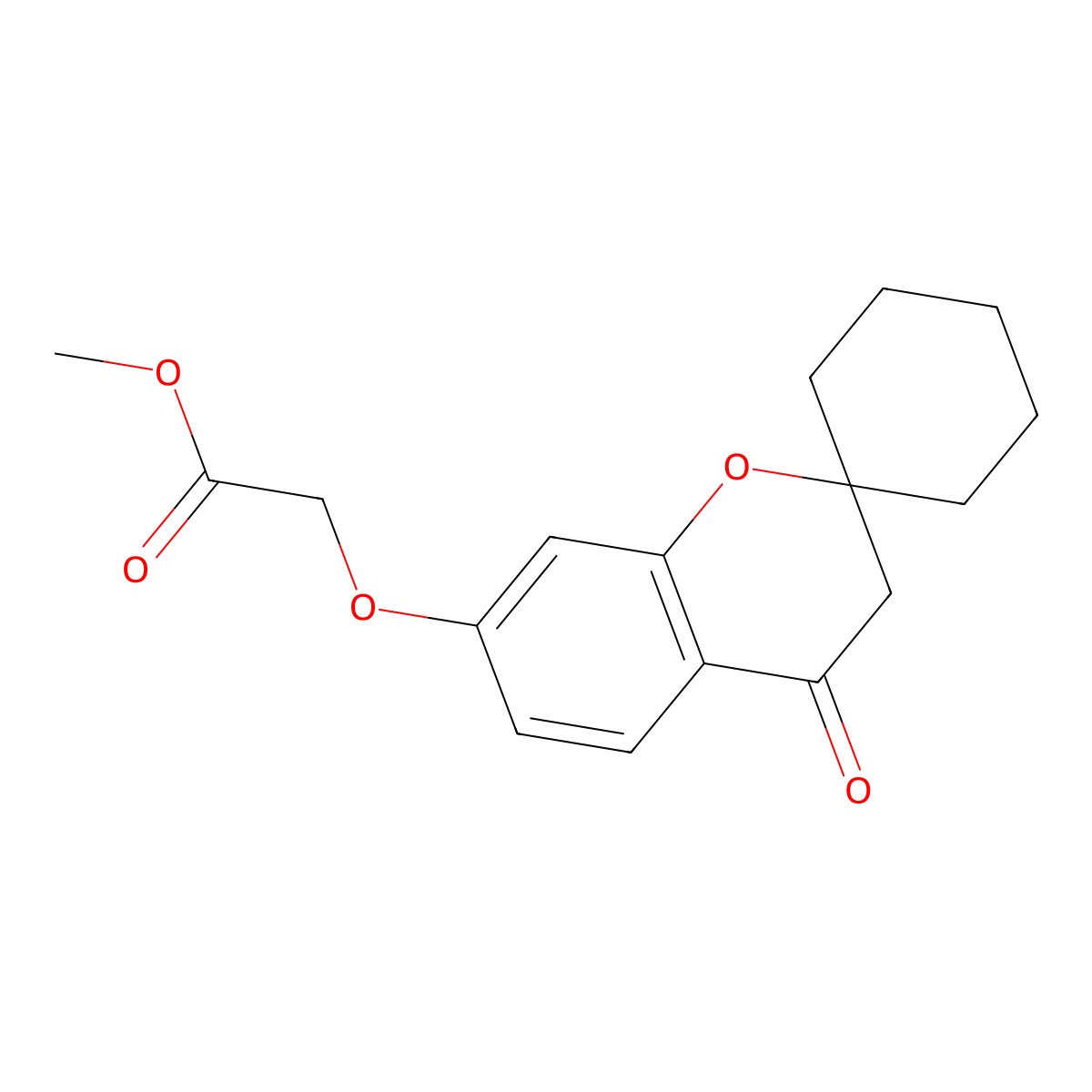 Methyl 2-((4-oxospiro[chroman-2,1'-cyclohexan]-7-yl)oxy)acetate molecular structure, CAS 123988-26-1