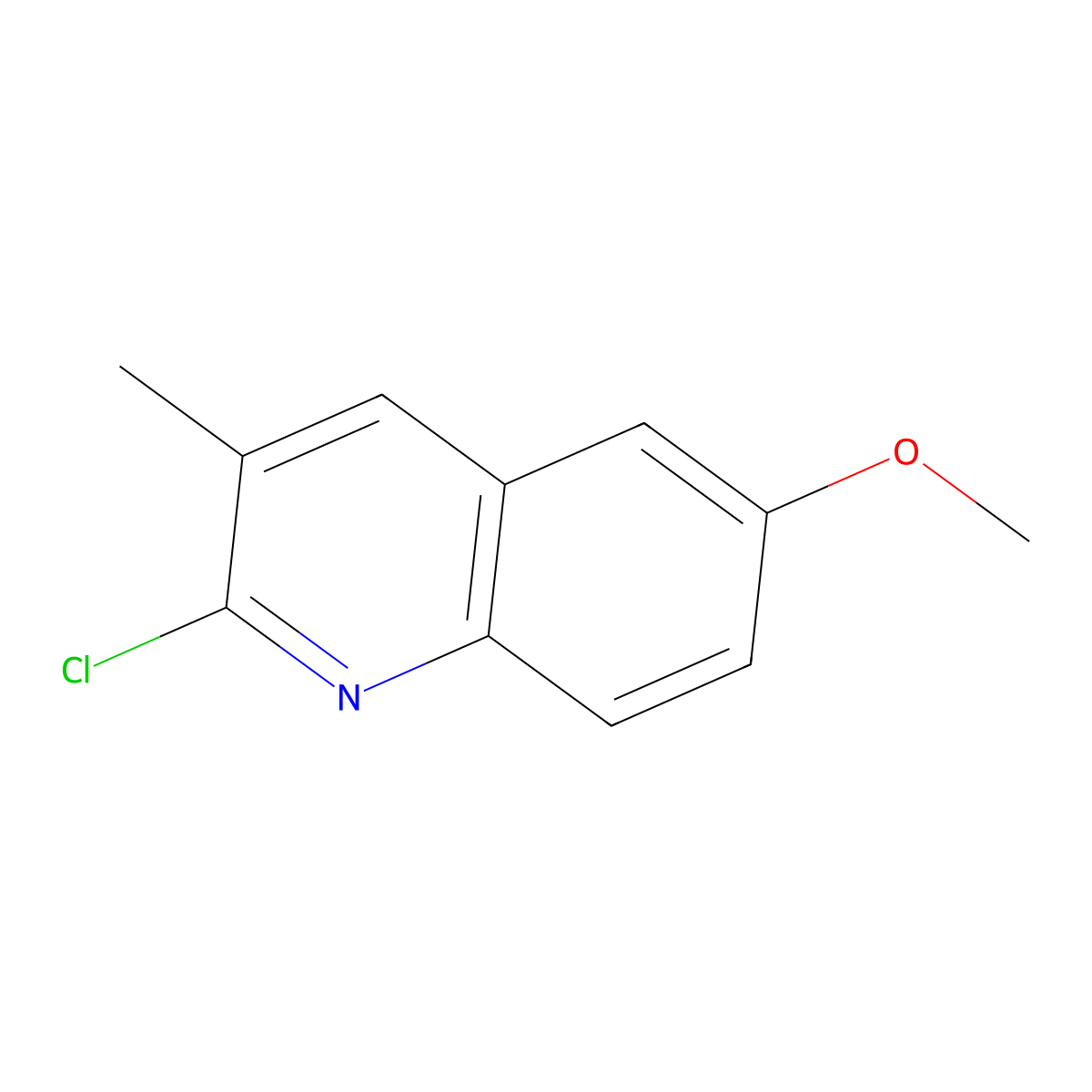 2-Chloro-6-methoxy-3-methylquinoline molecular structure, CAS 123990-76-1