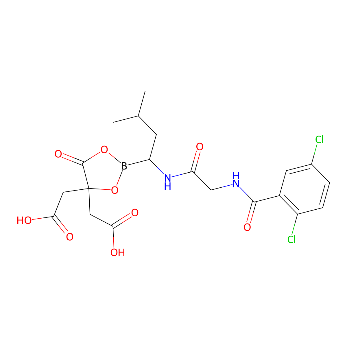 Ixazomib citrate molecular structure, CAS 1239908-20-3