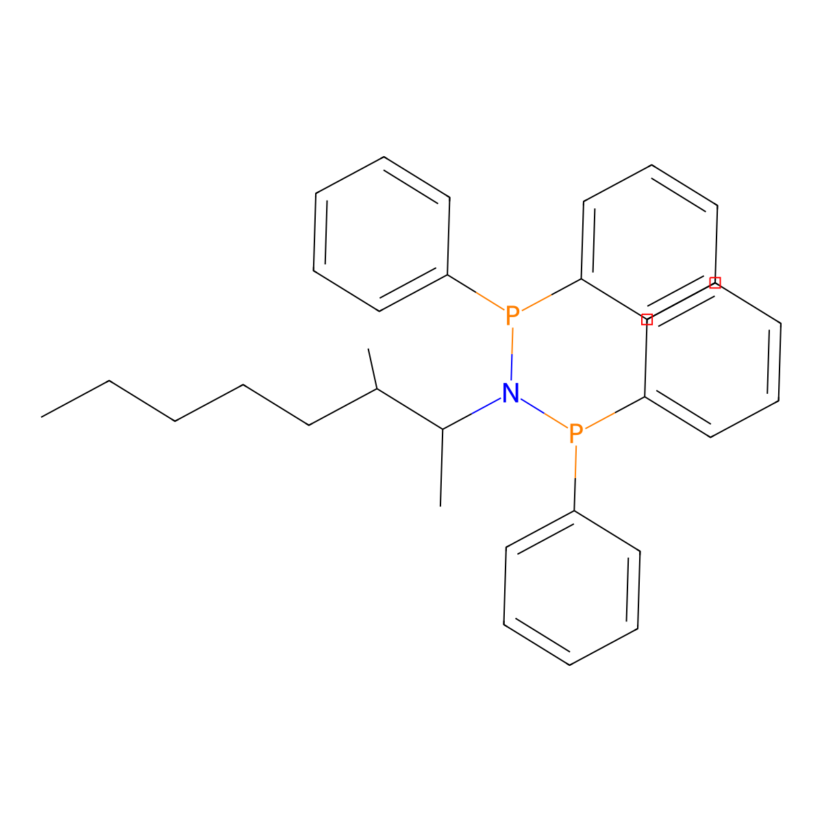 N-(1,2-Dimethylheptyl)-N-(diphenylphosphino)-P,P-diphenylphosphinous amide molecular structure, CAS 1239919-49-3