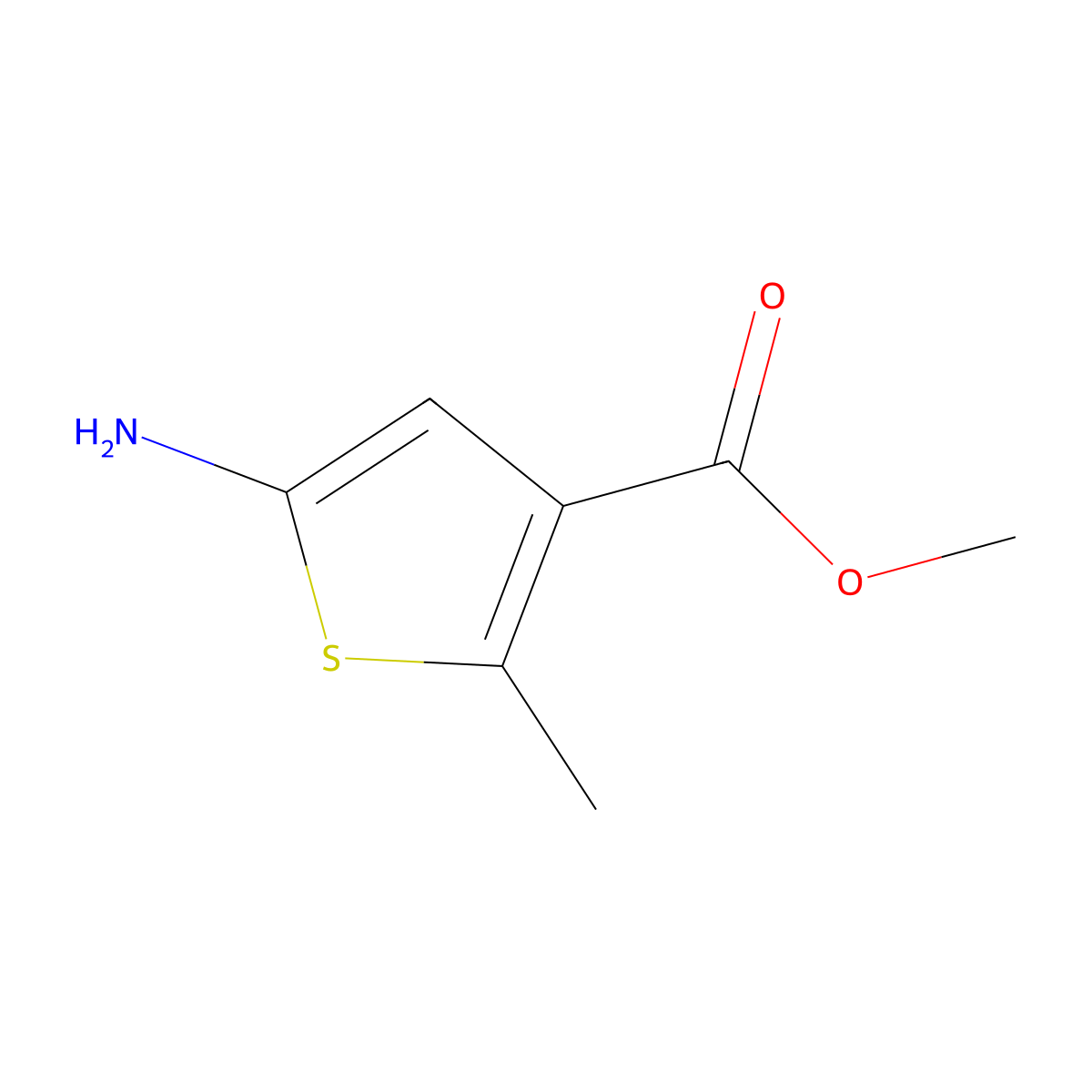 Methyl 5-amino-2-methylthiophene-3-carboxylate molecular structure, CAS 1239942-97-2
