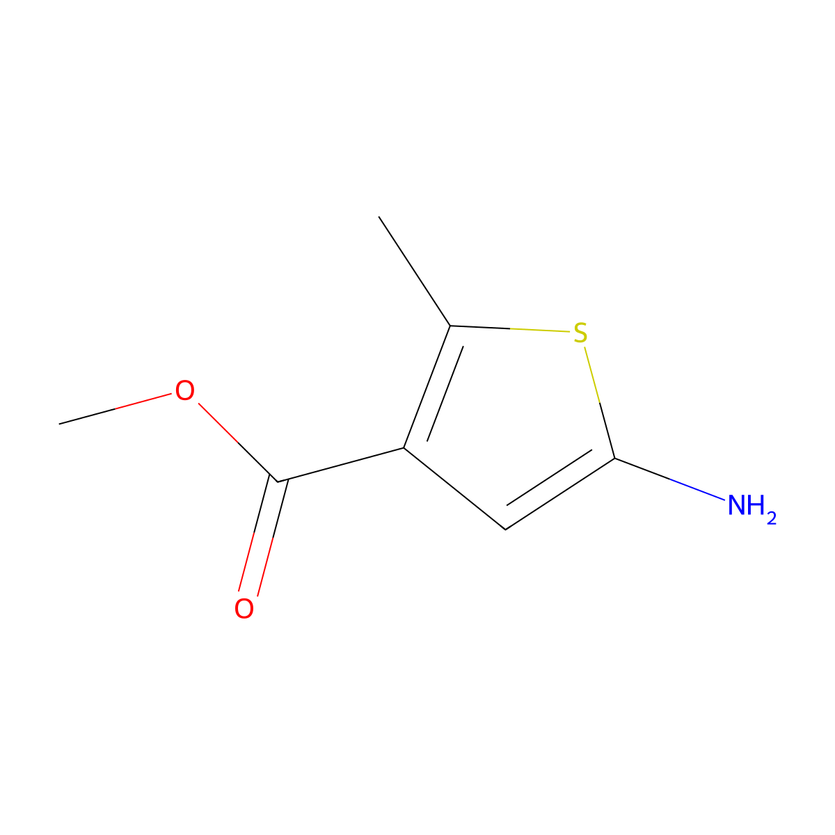 Methyl 5-amino-2-methylthiophene-3-carboxylate molecular structure, CAS 1239942-97-2