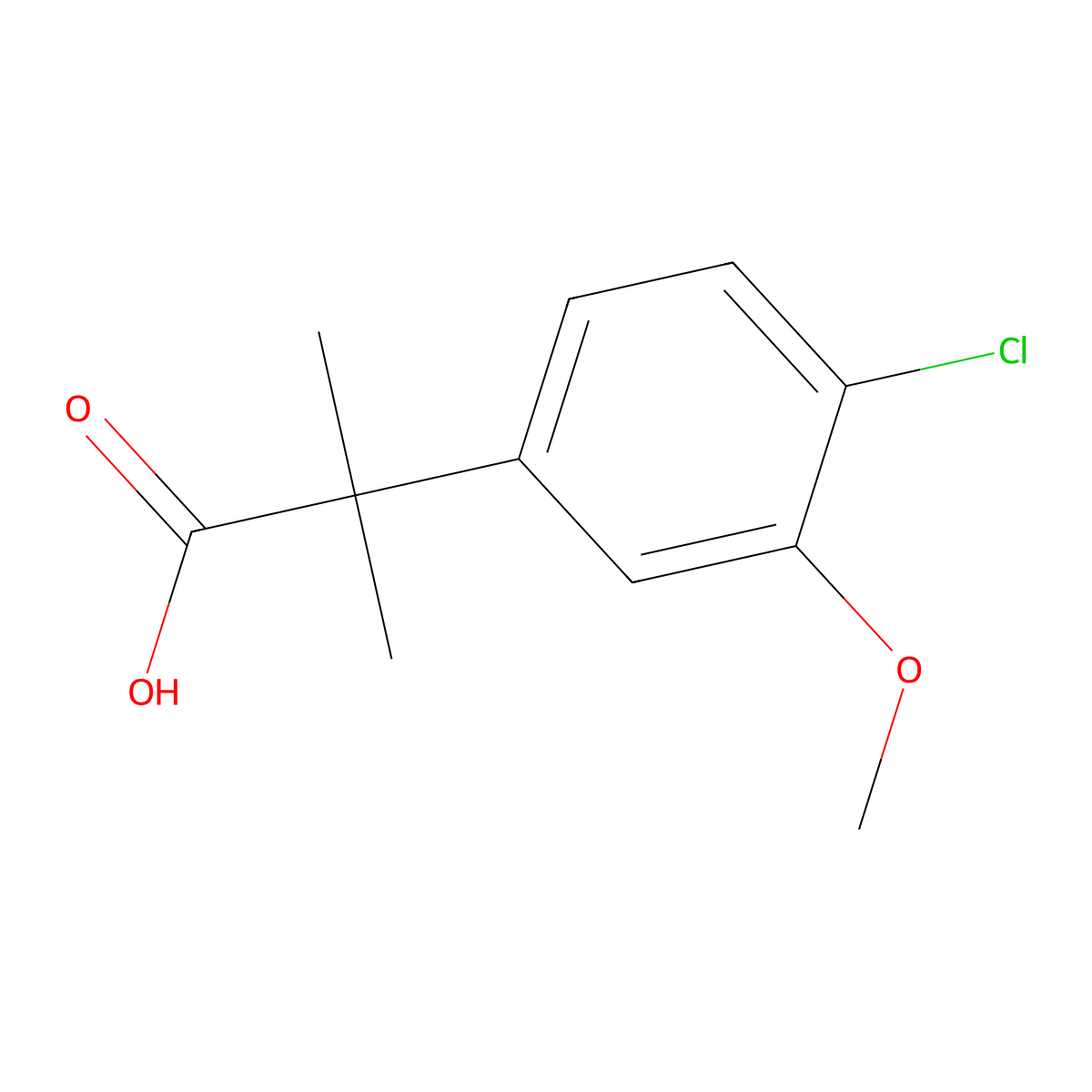 2-(4-Chloro-3-methoxyphenyl)-2-methylpropanoic acid molecular structure, CAS 1239963-78-0
