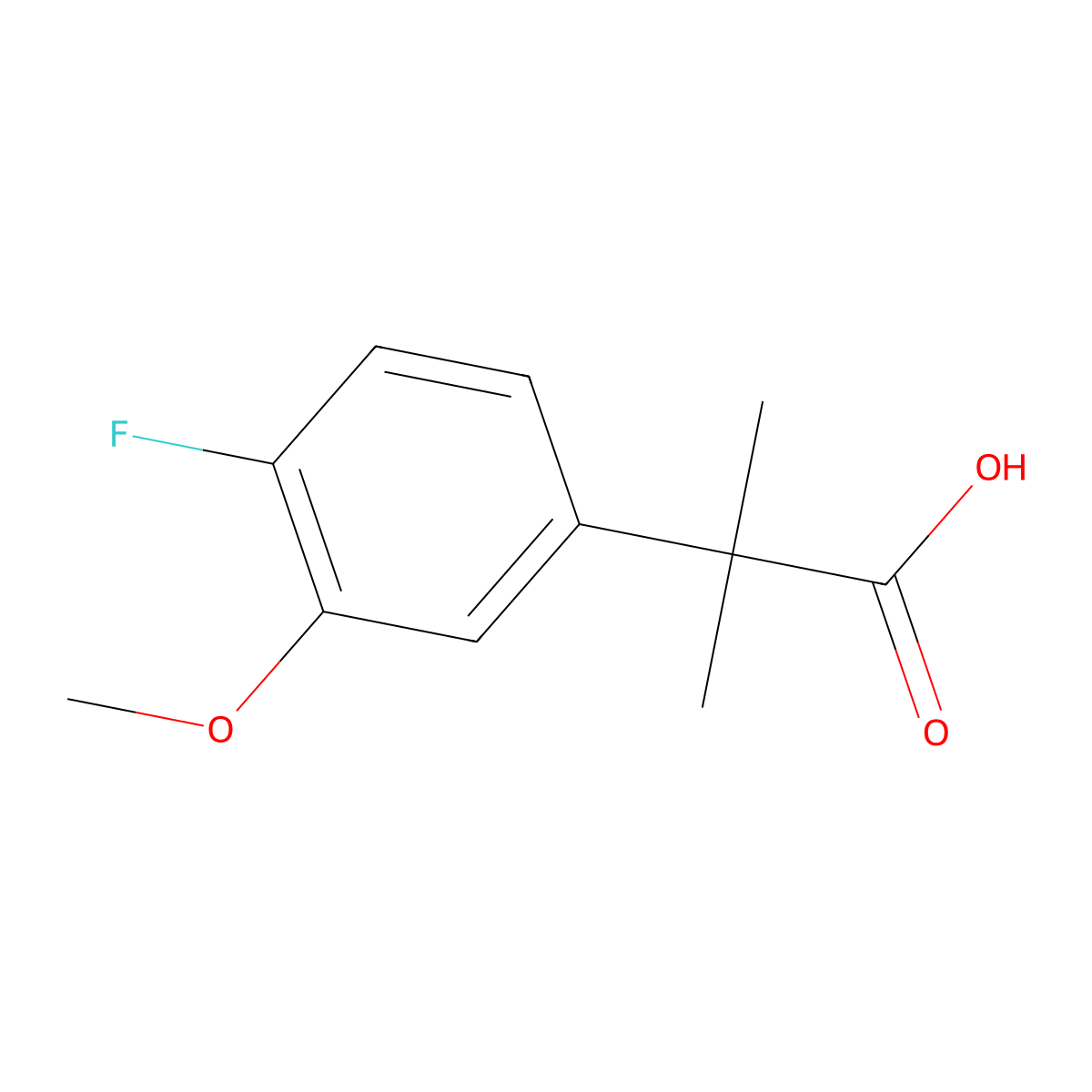2-(4-Fluoro-3-methoxyphenyl)-2-methylpropanoic acid molecular structure, CAS 1239963-90-6