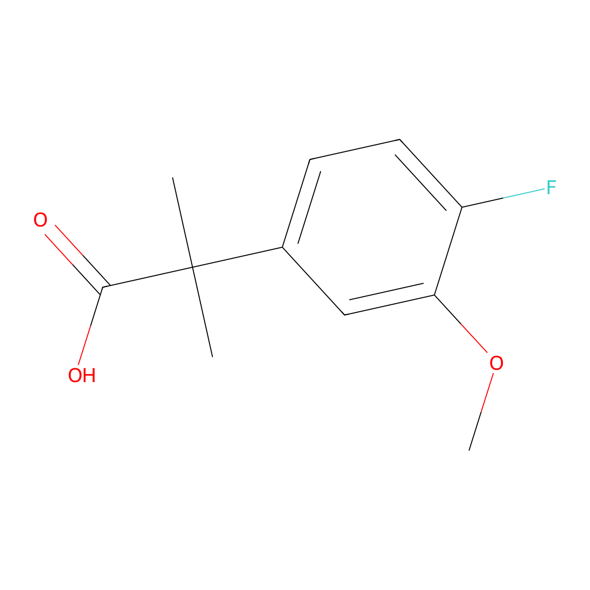 2-(4-Fluoro-3-methoxyphenyl)-2-methylpropanoic acid molecular structure, CAS 1239963-90-6