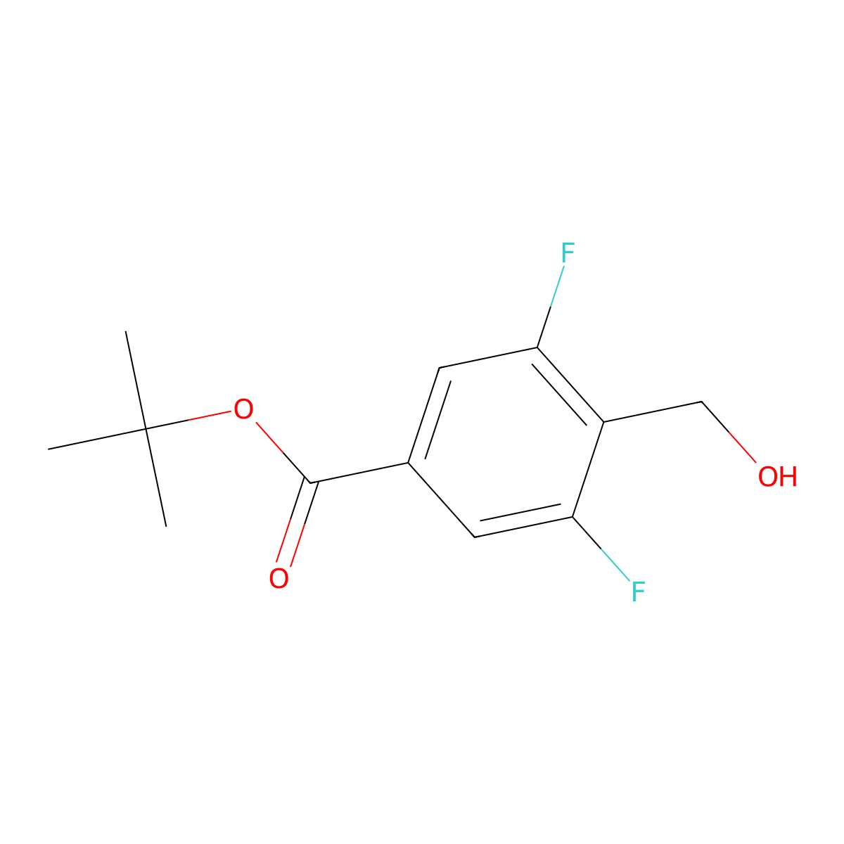 Tert-butyl 3,5-difluoro-4-(hydroxymethyl)benzoate molecular structure, CAS 1239964-17-0