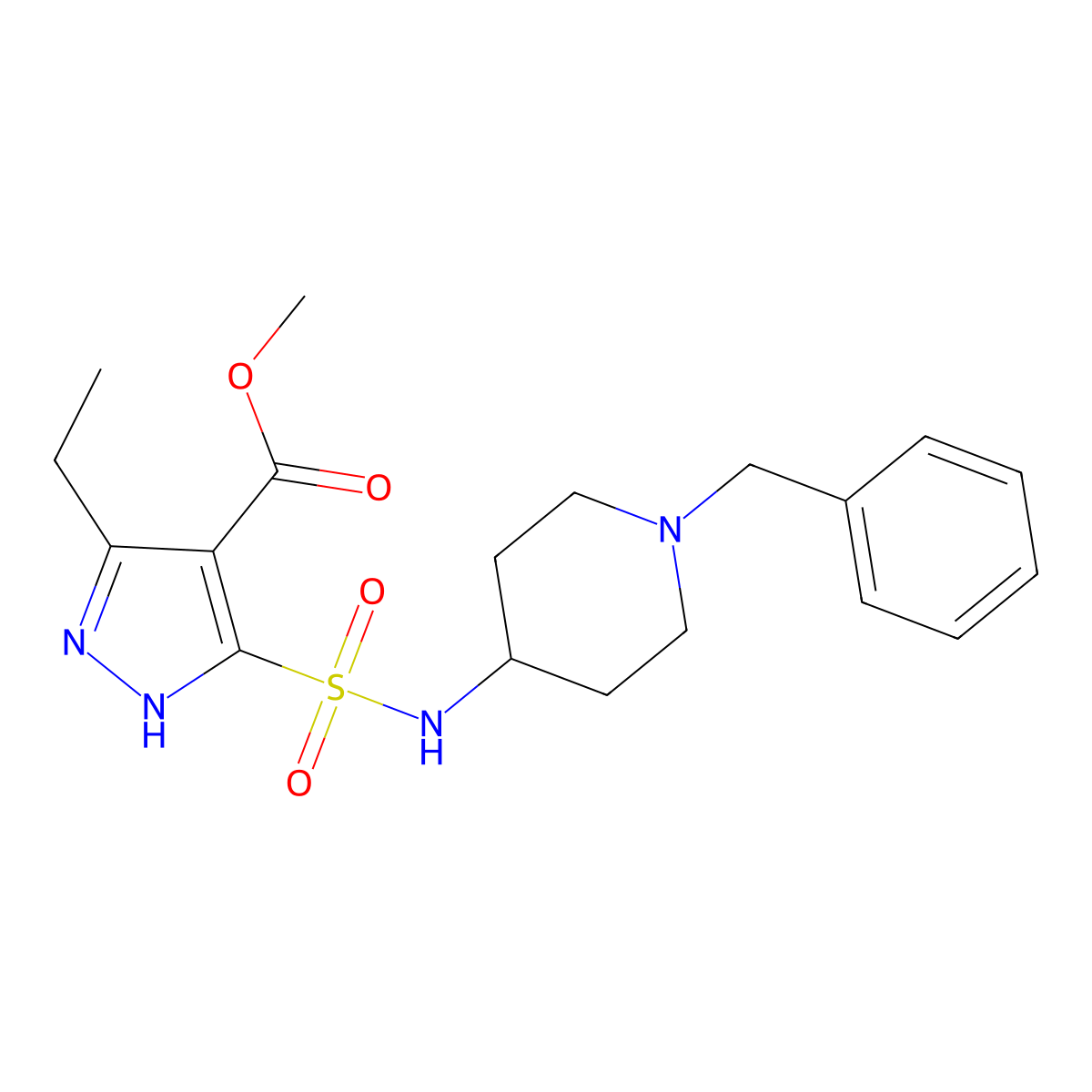 methyl 5-[(1-benzylpiperidin-4-yl)sulfamoyl]-3-ethyl-1H-pyrazole-4-carboxylate molecular structure, CAS 1239978-13-2