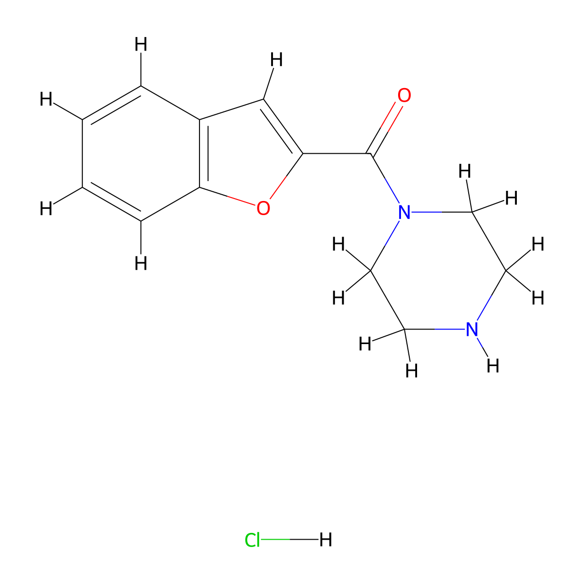 1-(1-Benzofuran-2-carbonyl)piperazinehydrochloride molecular structure, CAS 1239983-17-5