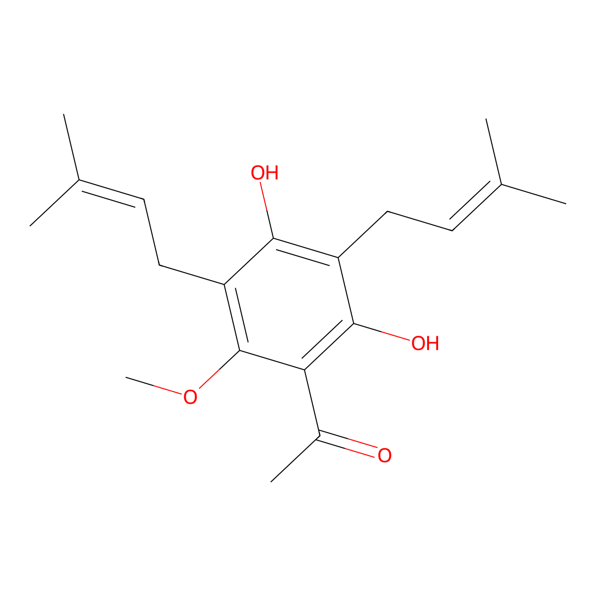 2,4-Dihydroxy-6-methoxy-3,5-diprenylacetophenone molecular structure, CAS 123999-38-2