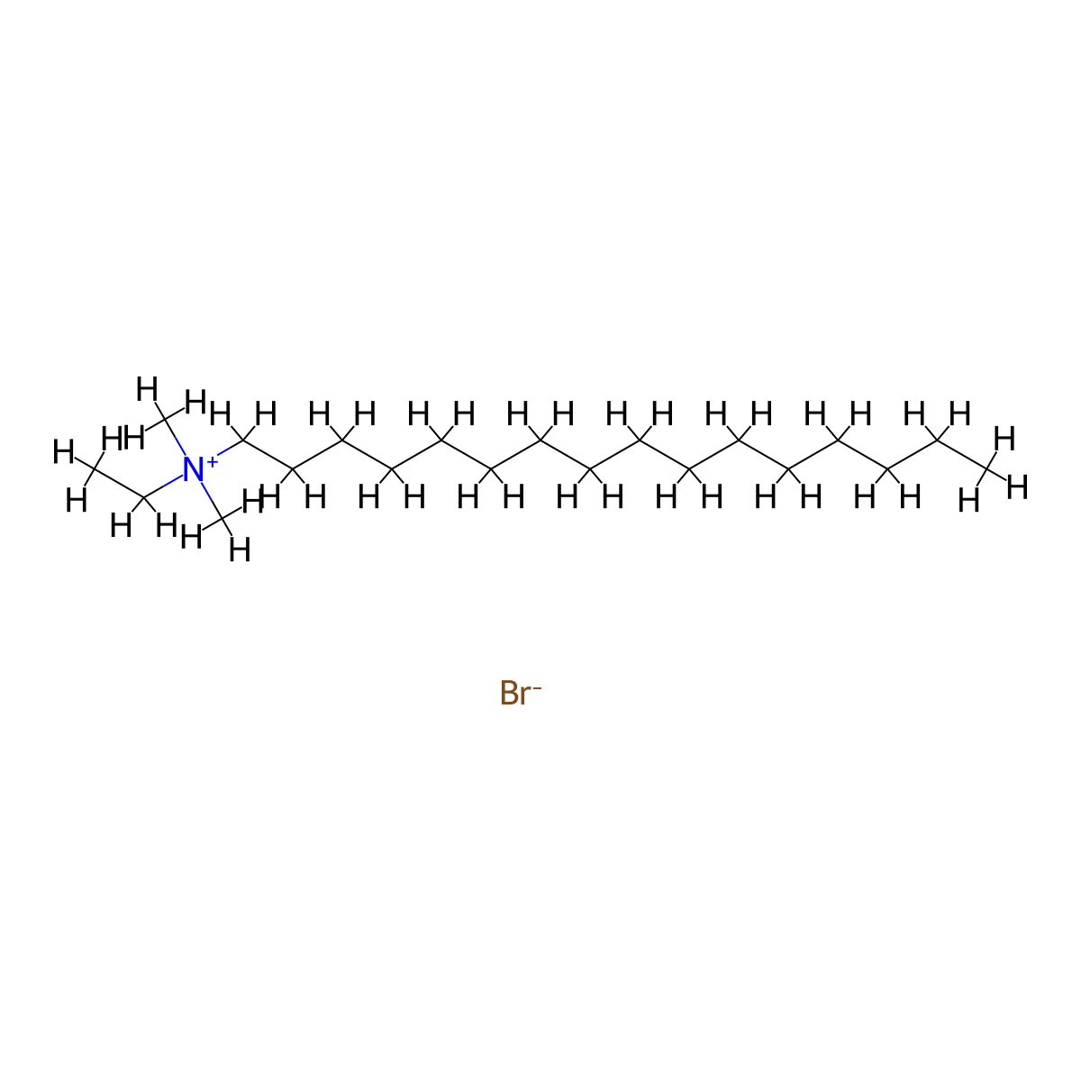 Cetyldimethylethylammonium bromide molecular structure, CAS 124-03-8