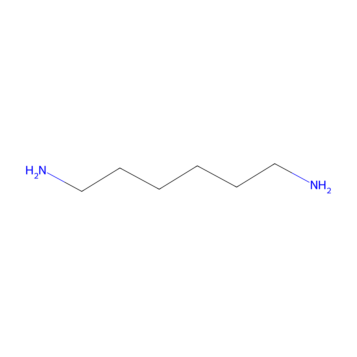 Hexamethylenediamine molecular structure, CAS 124-09-4