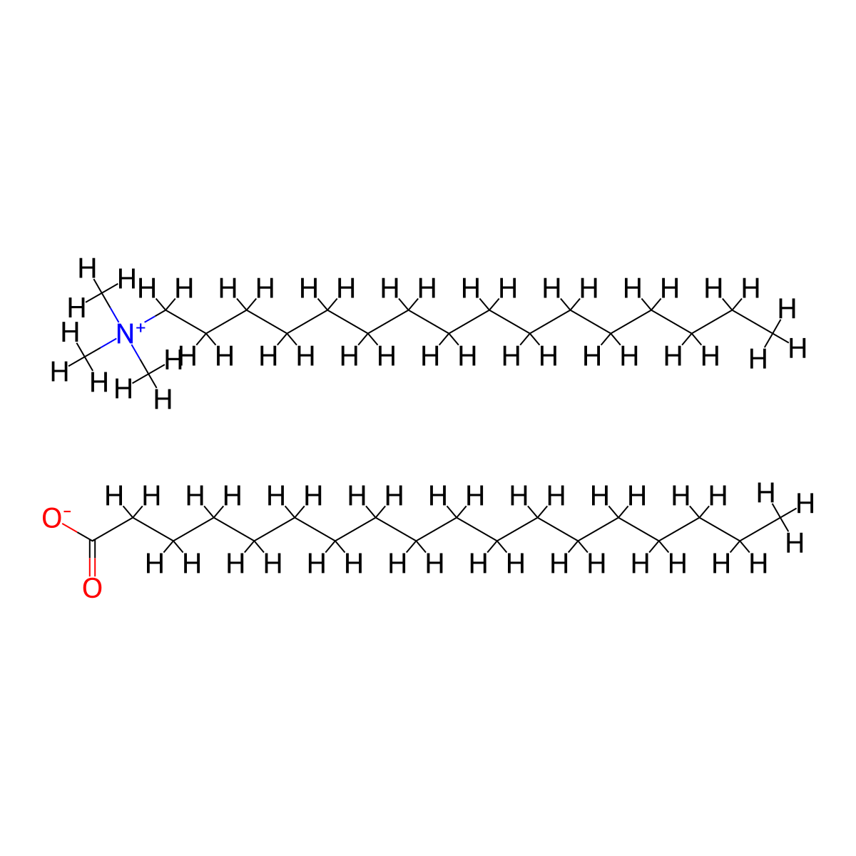 Cetrimonium stearate molecular structure, CAS 124-23-2