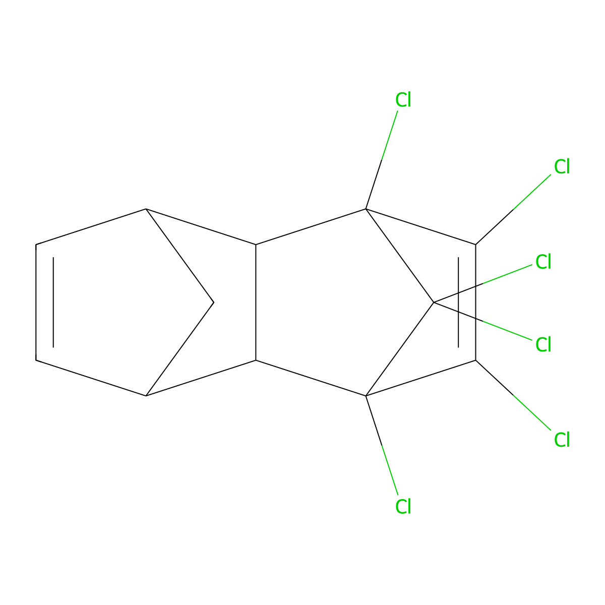 1,2,3,4,10,10-Hexachloro-1,4,4a,5,8,8a-hexahydro-1,4,5,8-dimethanonaphthalene molecular structure, CAS 124-96-9