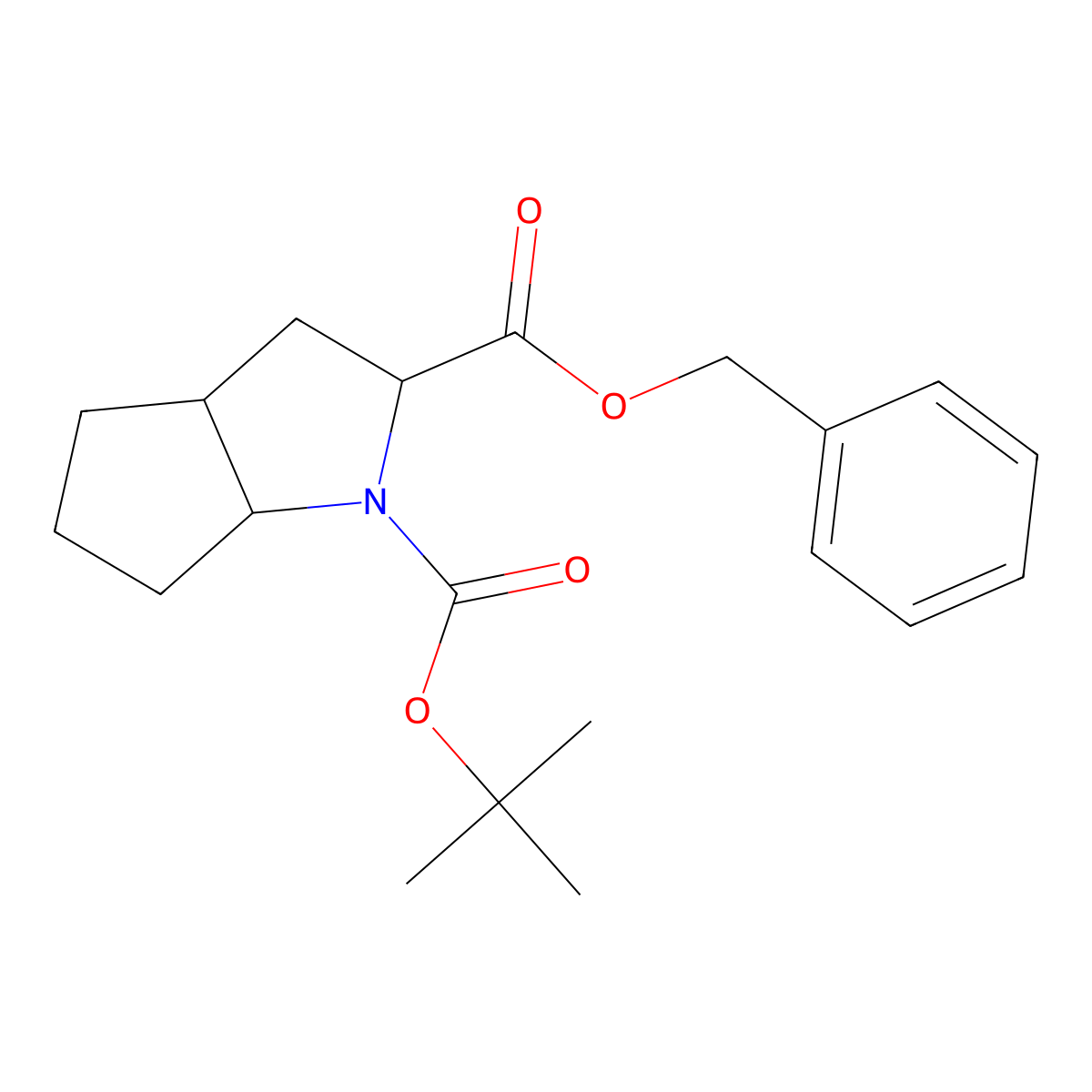 (2S,3aS,6aS)-2-benzyl 1-tert-butyl hexahydrocyclopenta[b]pyrrole-1,2(2H)-dicarboxylate molecular structure, CAS 124002-38-6